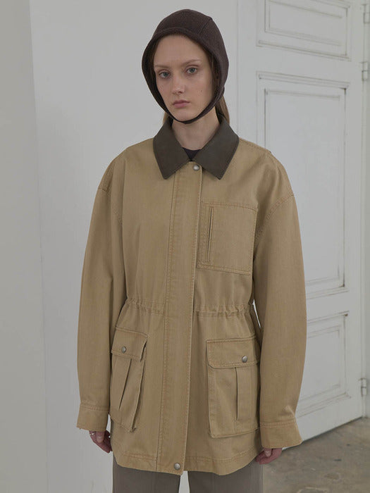 Raive Cotton Half Work Jacket in Beige