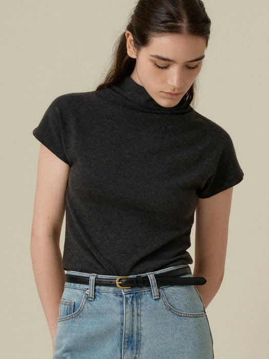 Wconcept_Mango_Maniplease Mango Maniplease Veli Cowl Neck Tee - Charcoal