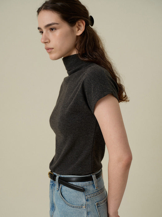 Wconcept_Mango_Maniplease Mango Maniplease Veli Cowl Neck Tee - Charcoal
