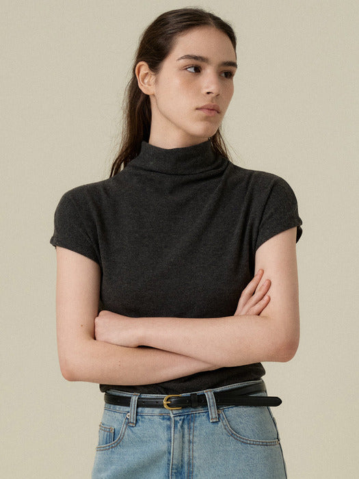 Wconcept_Mango_Maniplease Mango Maniplease Veli Cowl Neck Tee - Charcoal