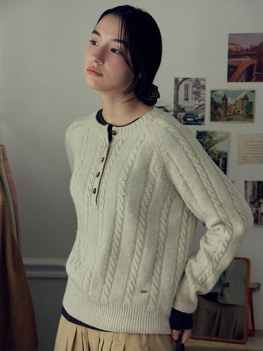 Mango Maniplease Kerry Cable Knit Oatmeal
