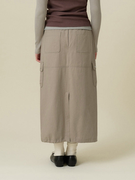 [Mango Maniplease] Dui Anorak SKIRT_KHAKI Beige