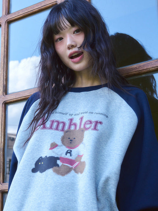 [ambler] Running Raglan Sweatshirts AMM1316 (Melange)