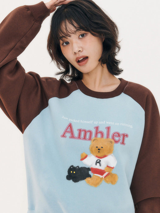 [ambler] Running Raglan Sweatshirts AMM1316 (Blue)