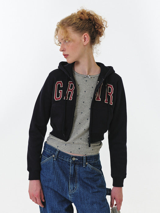 Grove 25Fw Grvr Crop Hoodie Zip-UP (Navy)