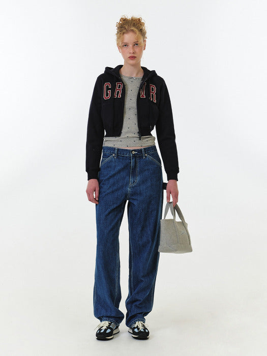 Grove 25Fw Grvr Crop Hoodie Zip-UP (Navy)