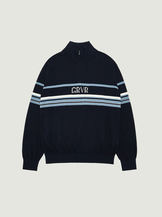 Grove 25Fw Grvr Knit Haif Zip-UP (Navy)