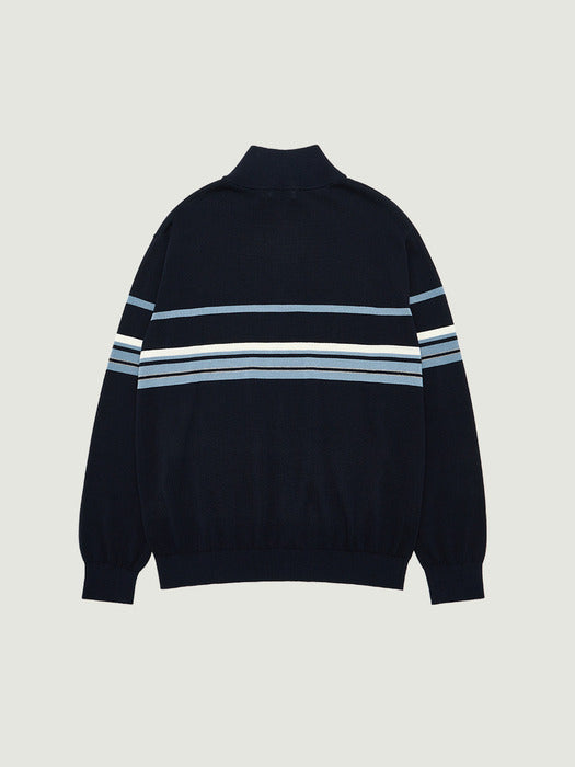 Grove 25Fw Grvr Knit Haif Zip-UP (Navy)
