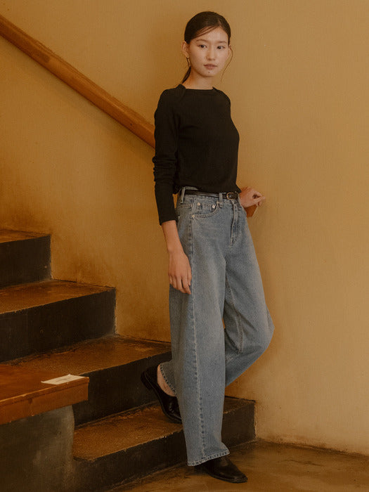 [TILLIDIE] Curve detail denim pants TIFA03DP01_Blue