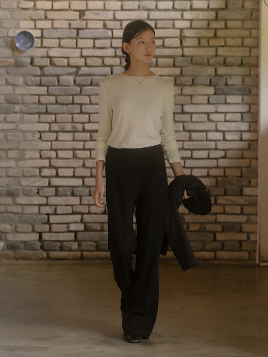 [TILLIDIE] Soft rib jersey pants TIFA03PT04_Black