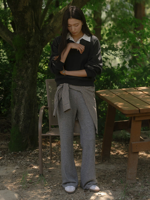 [TILLIDIE] Soft rib jersey pants TIFA03PT03_Charcoal