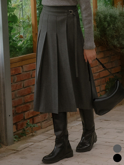 Tillidie Belt midi pleats skirt