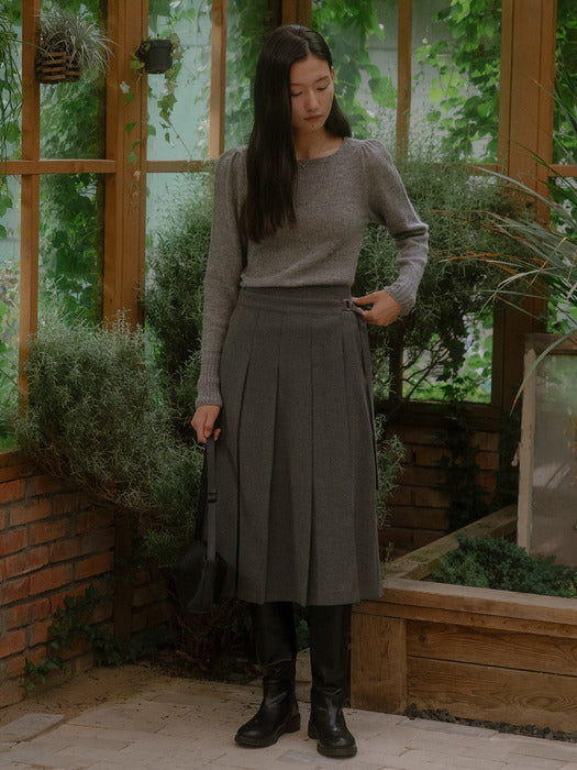 Tillidie Belt midi pleats skirt