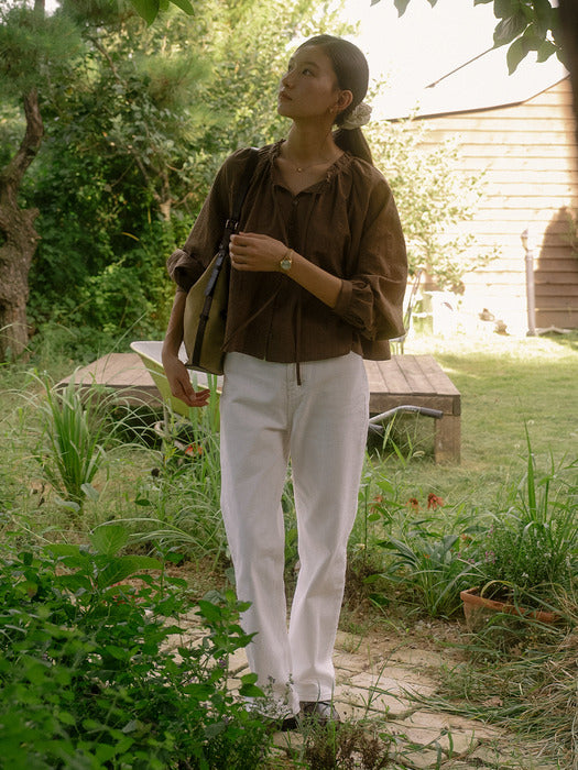 Tillidie Embo tie volume blouse Brown