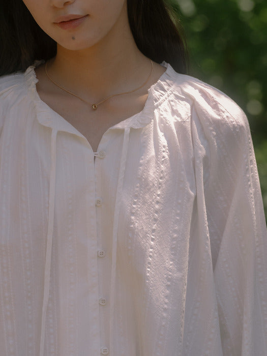 [TILLIDIE] Embo tie volume blouse TIFA03BL09_Ivory