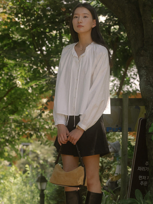 [TILLIDIE] Embo tie volume blouse TIFA03BL09_Ivory