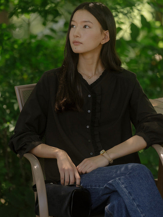 [TILLIDIE] Race detail blouse TIFA03BL08_Black