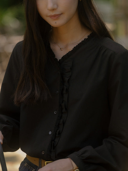 [TILLIDIE] Race detail blouse TIFA03BL08_Black