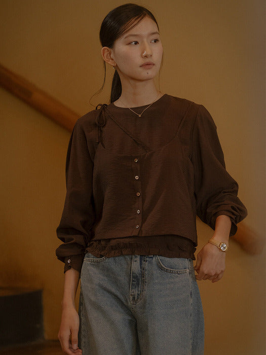 [TILLIDIE] Layered ruffle detail 2-way blouse TIFA03BL05_2color