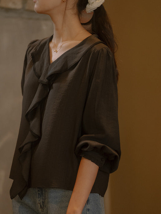 [TILLIDIE] Flow Ruffle blouse TIFA03BL02_Black