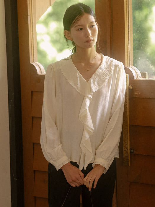 [TILLIDIE] Flow Ruffle blouse TIFA03BL01_Ivory
