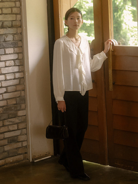 [TILLIDIE] Flow Ruffle blouse TIFA03BL01_Ivory