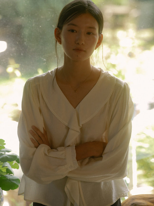 [TILLIDIE] Flow Ruffle blouse TIFA03BL01_Ivory