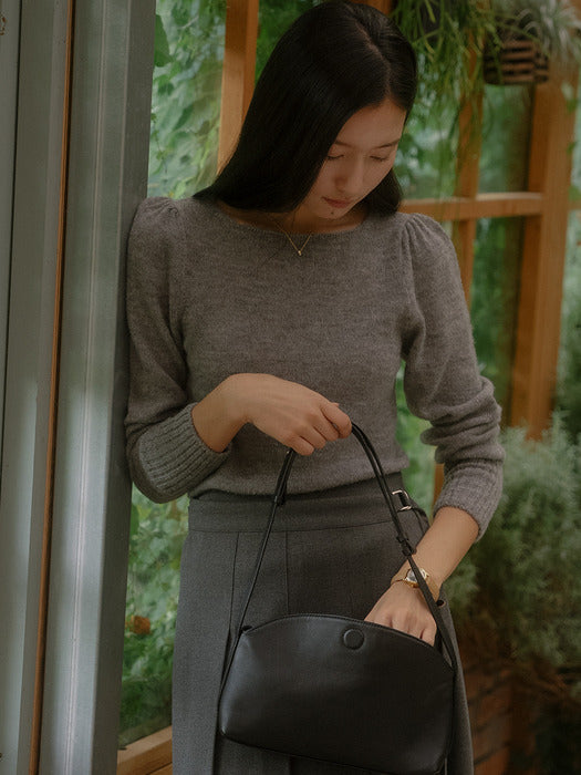 [TILLIDIE] Square neck puff knit TIFA03SW02_Gray