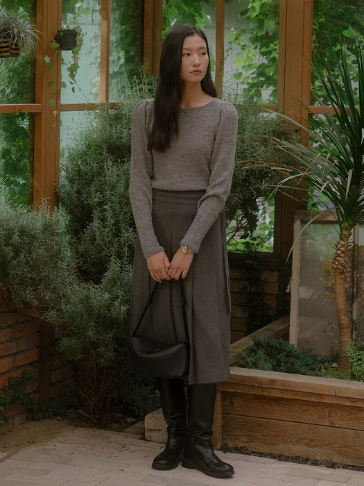 [TILLIDIE] Square neck puff knit TIFA03SW02_Gray