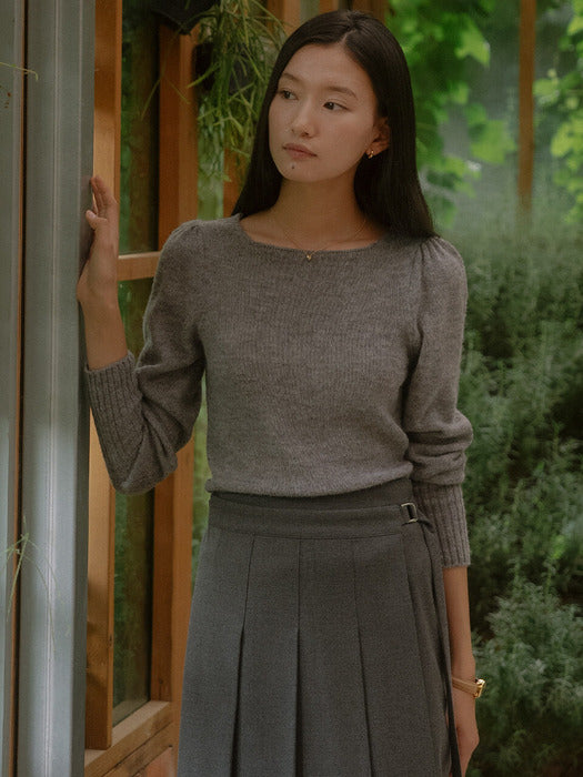 [TILLIDIE] Square neck puff knit TIFA03SW01_2color