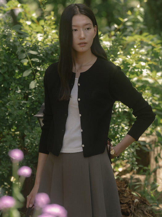 [TILLIDIE] Layered point 2-way cardigan TIFA03CD02_Black