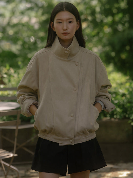 [TILLIDIE] Multi-neck suede jumper TIFA03JP05_Sand beige