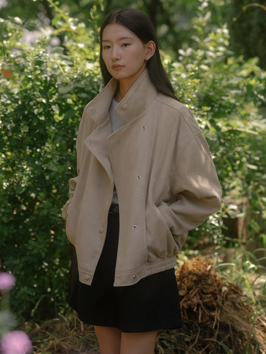 [TILLIDIE] Multi-neck suede jumper TIFA03JP05_Sand beige