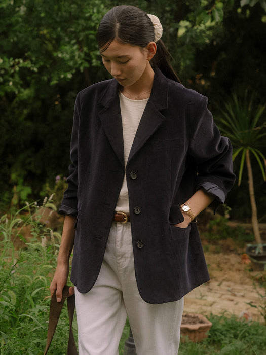 [TILLIDIE] Corduroy classic jacket TIFA03JK04_Navy