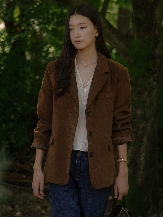 [TILLIDIE] Corduroy classic jacket TIFA03JK03_Camel