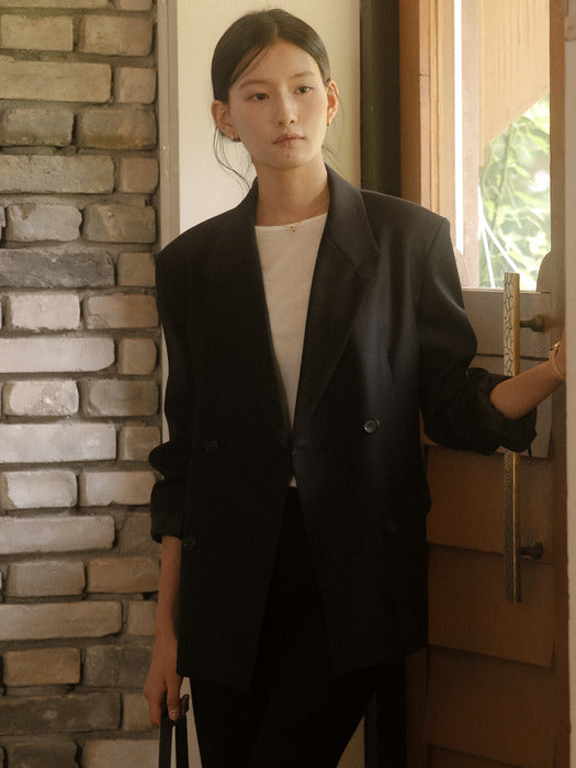 [TILLIDIE] Double button jacket TIFA03JK02_Black