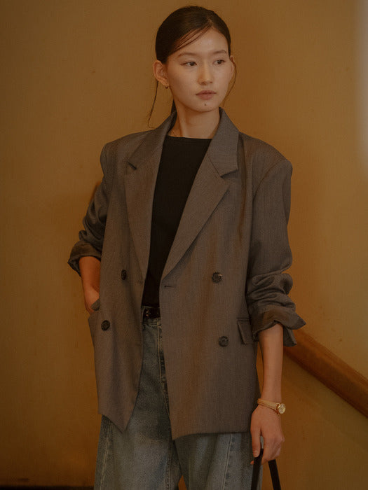 [TILLIDIE] Double button jacket TIFA03JK01_Charcoal