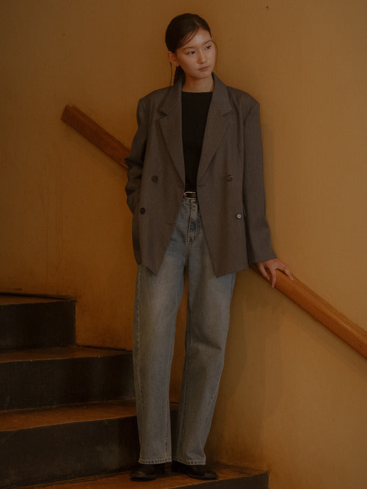 [TILLIDIE] Double button jacket TIFA03JK01_Charcoal