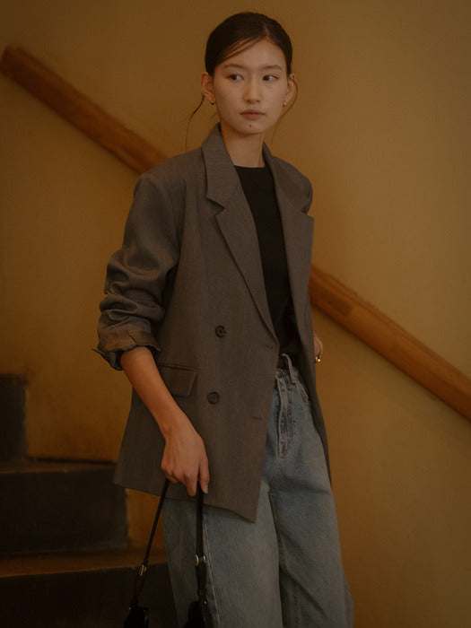 [TILLIDIE] Double button jacket TIFA03JK01_Charcoal