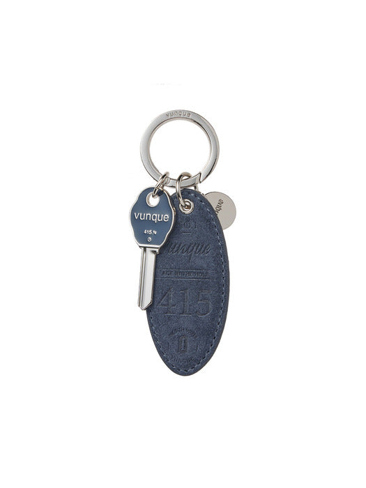 Suede Round Key Charm — Goth Navy
