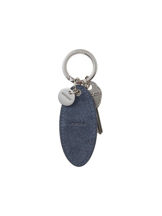 Suede Round Key Charm — Goth Navy
