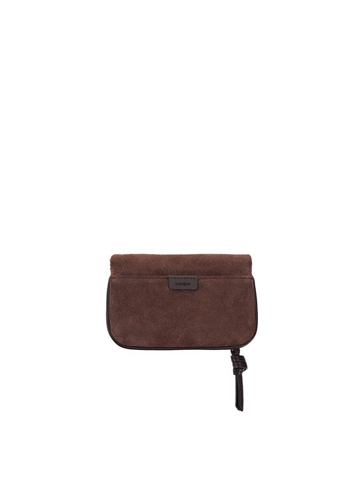 Halfmoon Fold Suede Card Wallet — Rum Brown