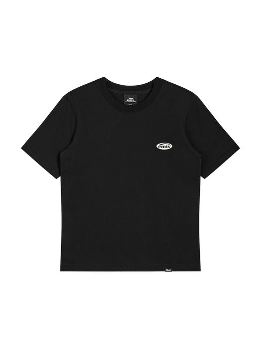 [emis] (W) RUBBER PATCH T-SHIRT-BLACK
