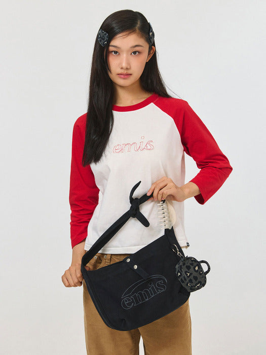 [emis] VINTAGE COTTON TOTE BAG-BLACK