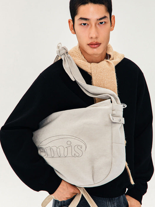 [emis] VINTAGE COTTON CROSSBODY BAG-ASH BEIGE