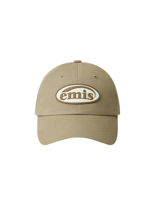 Emis Rubber Patch Ball Cap-Beige