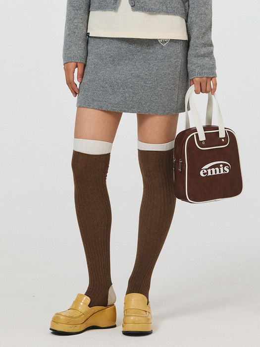 Emis Vintage Square Bowling Bag-Brown