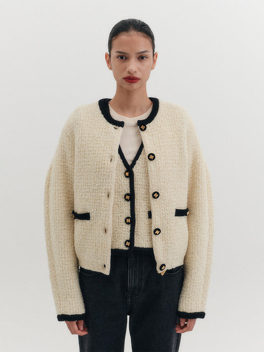 Eenk Round Neck Knitwear Cardigan - 2 Colors B for Binding