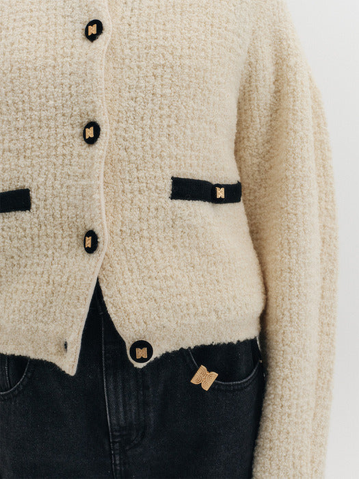 Eenk Round Neck Knitwear Cardigan - 2 Colors B for Binding