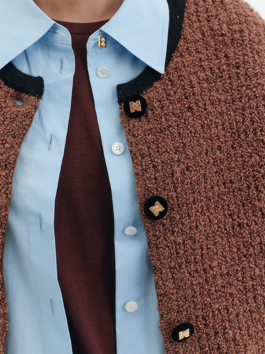 Eenk Round Neck Knitwear Cardigan - 2 Colors B for Binding